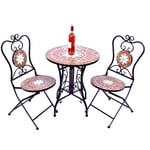 DanDiBo Groupe de siège Merano 12001-2 Table de Jardin + 2 Chaises de Jardin en métal Mosaïque Table + 2X chaises