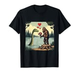 Bigfoot Love Loch Ness Monster Valentines Day Sasquatch T-Shirt