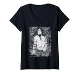 Womens Michael Jackson Bad World Tour 1988 Black And White Splatter V-Neck T-Shirt