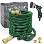 TheFitLife Expandable Garden Hose Pipes - EU Standard Strong 13-Layer Latex Inner and Solid Brass Fittings 3 Times Expanding Flexible Water Hose Kink Free Easy Storage Nozzle Contains (15m)