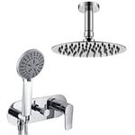 Oxen 494351 Robinet mitigeur encastrable SAR. Sortie plafond. Comprend : pulvérisateur extra plat, support, flexible et bras de douche encastrable avec finition en chrome brillant.