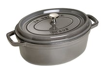 Staub Cast Iron Roaster/Cocotte, Oval 29 cm, 4.25 L, Graphite Grey