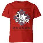 Disney Frozen Olaf and Snowmen Kids' Christmas T-Shirt - Red - 3-4 ans