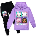 Barn Gabby's Dollhouse Träningsoverall Hood Sweatshirt Byxor Set purple 140cm