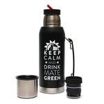 Mate Green Largoinox Vacuum Flask 1 l Noir ● Bouteille isotherme en acier inoxydable 18/8 ● Idéal pour le thé maté ● Maintient 8 heures chaud/froid ● Sans BPA, passe au lave-vaisselle (LGC14281)