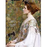 Herter Woman Red Hair Golden Painting Art Print Canvas Premium Wall Decor Poster Mural