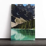 Big Box Art Canvas Print Wall Art Alberta Banff Canada Mountain and Lake Landscape | Mounted & Stretched Box Frame Picture | Home Decor for Kitchen, Living Room, Bedroom, Multi-Colour, 20x14 Inch