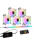 DUTZO RGB Kit 5 - 5x fan white + 1x LED strip + remote & controller - 120mm - Hvit med RGB-lys - 24 dBA