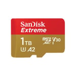 Sandisk Extreme Microsdxc, Sqxav 1Tb, V30, U3, C10, A2, Uhs-I, 190Mb/S R, 130Mb/S W, 4X6, Sd Adaptor, Lifetime Limited