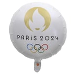 PARIS 2024 CMP, CJO8000, Ballon Aluminium Gm 45 cm, Produit Officiel sous Licence, Décorations de fête, Gonfler avec une paille ou une pompe à ballon, Déco thème Sports, Anniversaire