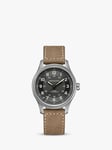 Hamilton H70545550 Men's Khaki Field Automatic Leather Strap Watch, Brown/Grey