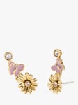 Coach Floral Butterfly Enamel Stud Earrings, Gold