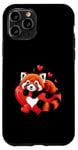 Coque pour iPhone 11 Pro Panda rouge allongé sur un cœur pour la Saint-Valentin