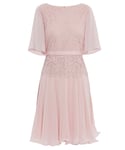 Gina Bacconi Womens Frederica Lace And Chiffon Peplum Dress - Pink - Size 8 UK