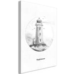 Billede - Black and White Lighthouse (1 Part) Vertical - 40 x 60 cm - Premium Print