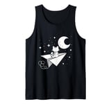 Cat Fly Me to the Moon Paper Plane Moon Cute Tank Top