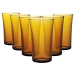 6x Duralex Lys Highball Glasses Tall Glass Drinking Tumblers Set 280ml Amber