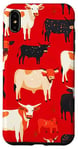 Coque pour iPhone XS Max Rouge Art Déco Vaches Géométriques Ranch Pâturage Ferme Rustique