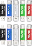 Lot de 10 clés USB C 16 Go OTG 2.0 Double clé USB Type C 2 en 1 pour téléphone Portable, Smartphone, Ordinateur Portable, PC