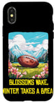 Coque pour iPhone X/XS Blossoms se réveille avec le football américain cool pour le printemps