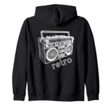 Boombox Illustration - Vintage Ghettoblaster Boombox Lover Zip Hoodie