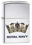 Zippo Unisex Royal Navy Official Crest Windproof Pocket Lighter - High Polish Chrome, One Size