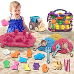 Kids 26PCS Beach Playset Bucket Train Animal Sand Molds Tools Carry Case Toy