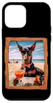 Coque pour iPhone 12 mini Cool Doberman Beach Vibe Profitez d'une boisson