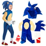 Sonic The Hedgehog Cosplay-dräkt Kläder för Barn Pojkar Flickor - 10-14 År EU 140-164 Overall + Mask + Handskar Coverall + Mask + Gloves 4-5 years = EU 98-110