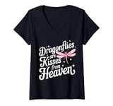 Womens Dragonfly Dragonflies Are Kisses From Heaven V-Neck T-Shirt