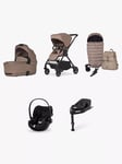 Silver Cross Dune 2 Pushchair, Carrycot & Accessories with Cybex Cloud G Car Seat and Base G Bundle, Mocha/Black