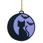 Halloween Hängande Dekoration Katt Spöke Spindel Mönster Rund Trähantverk Ornament Bil Bakspegel Hängande Halloween (H)