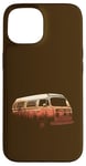 Coque pour iPhone 15 Van Silhouette Coucher de soleil orange