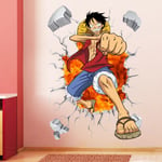 3D One Piece Luffy självhäftande väggdekal pojkrum kreativ graffiti tecknad film klistermärke PVC