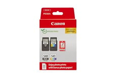 Canon PG-540 CL-541 Value Pack de 2 Cartouches (Noir Couleur) +50 Feuilles Papier Photo 10x15cm Certifié (Carton Recyclable 2024)