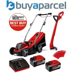 Einhell Cordless Lawnmower 33cm + Strimmer 2x 5.2ah Battery Charger GE-CM 18/33