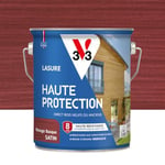 V33 Lasure Bois extérieur Rouge basque satin - Haute Protection 8 ans - Haute résistance hydrofuge et anti-UV - Résiste aux variations du bois - Ecolabel, résine d'origine végétale - 2,5L