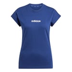 adidas Femme Essentials Linear Cotton T-Shirt, Dark Blue/White, S