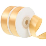 2 Rouleaux Ruban Doré, 2cm x 44m Ruban Satin Ruban Mariage Ruban Or Ruban Couture pour Emballage Cadeau Décoration Bouquet Gâteau Fête