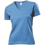 Stedman Classic V-Neck Women T-shirt Lysblå bomull Large Dame