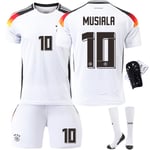 Tyskland Hemma EM 2024 Jersey Fotbollströja Barn Herr Kit No.MUSIALA With socks+protective gear 24