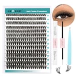 GEMERRY DIY Cluster Eyelash Extensions Kit with Lash Bond and Seal and Applicator for Beginners 280 PCS Individual Lash Cluster Kit 0.07D 10-18 Mix, DIY at Home (40D-0.07D,10-18MIX-KIT)