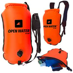 OPENWATER Bouée gonflable pour la natation et le sac à dos 3en1 - grande bouée avec une poche sèche pour les choses 28L - bouée de triathlon