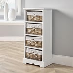 Lichfield 4 Wicker Basket Drawer Chest Storage Unit