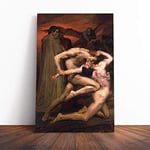 Big Box Art Canvas Print Wall Art William Adolphe Bouguereau Dante and Virgil in Hell | Mounted & Stretched Box Frame Picture | Home Decor for Kitchen, Living Room, Bedroom, Multi-Colour, 20x14 Inch