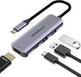 Hub Usb C Vers Hdmi, 4 En 1 Usb C Vers Hdmi 4K, Power Delivery 100W, Usb3.0 Transfert De Données Rapide, Pour Macbook Pro Air M2 M1 Imac Ipad Pro Steam Deck