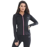 Ript Performance Women's Technical Breathable Running Gym Training Performance Zip Up Sports Jacket Black/Pink, Medium, Top