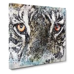 Eye of the Tiger in Abstract Modern Canvas Wall Art Print Ready to Hang, Framed Picture for Living Room Bedroom Home Office Décor, 20x20 Inch (50x50 cm)