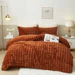 Luofanfei Housse de Couette Hiver 220x240 Chaude Flanelle Toucher Cashmere Polaire Parure de Lit en Velours Brun Doux avec Fermeture Éclair Linge de Lit 2 Personnes avec 2 Taies d'oreiller 65x65