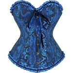 Mimigo Kvinnor Snörning Rygg Sexig Blommig Korsett För Kvinnor Underkläder Bustier Top Plus Size BLUE M